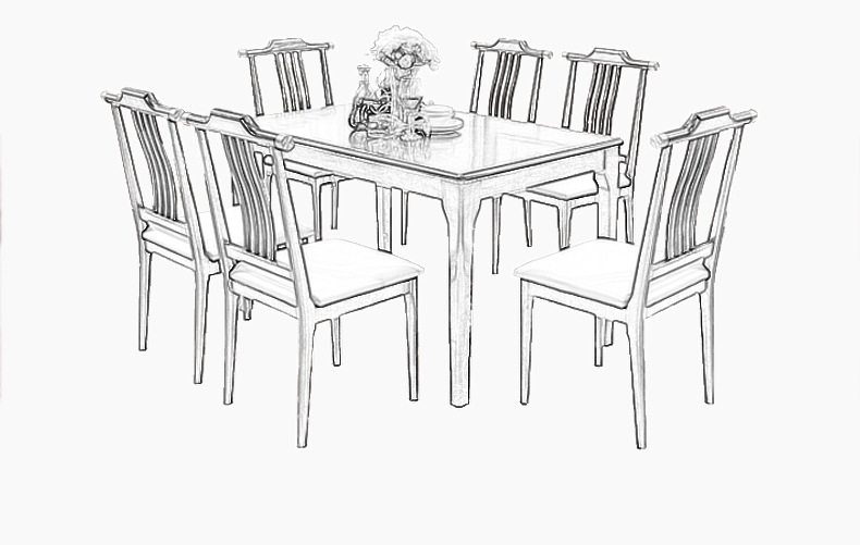新中式全实木餐桌家用6人长方形餐厅桌椅组合13米小户型吃饭桌子