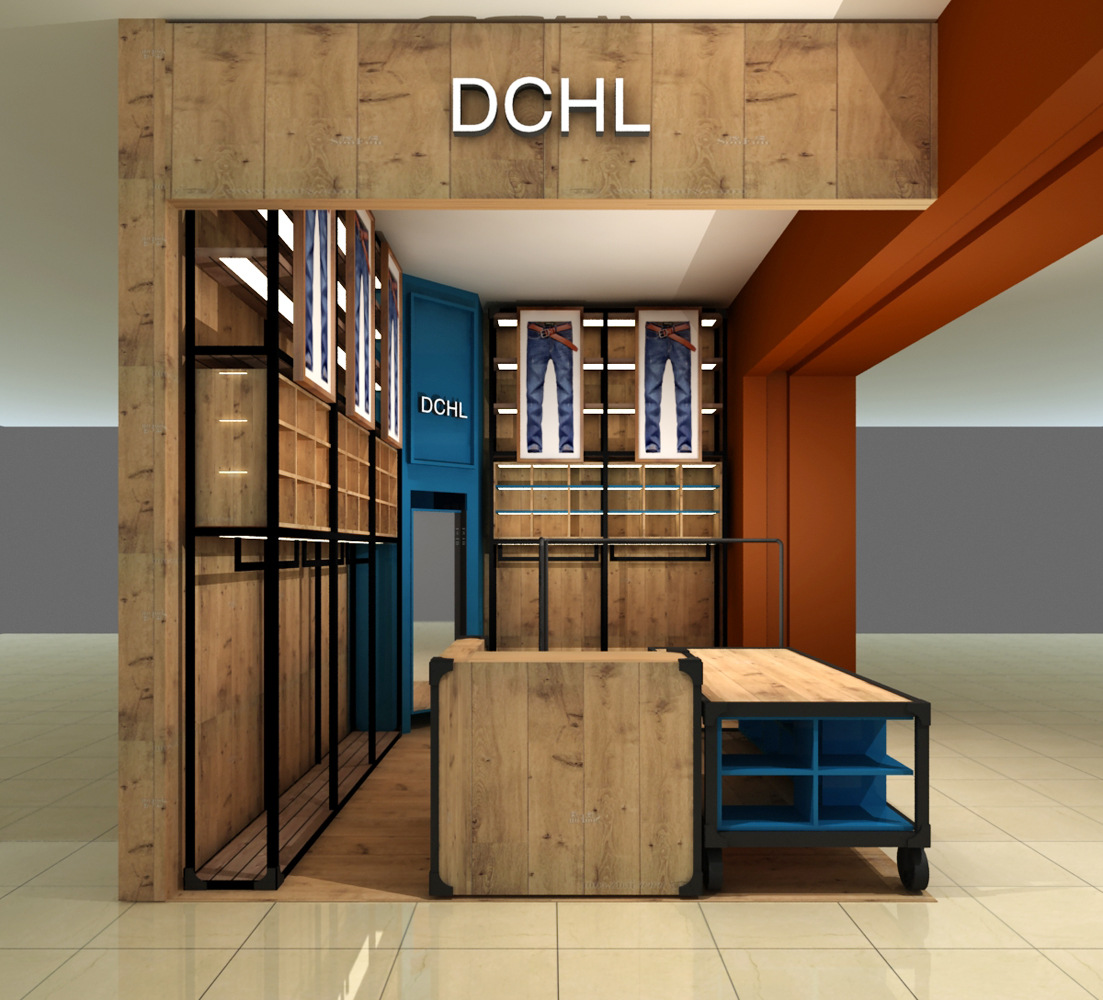 专卖店精品男装陈列展示柜 木制铁艺服装展架 木质组装展柜展台