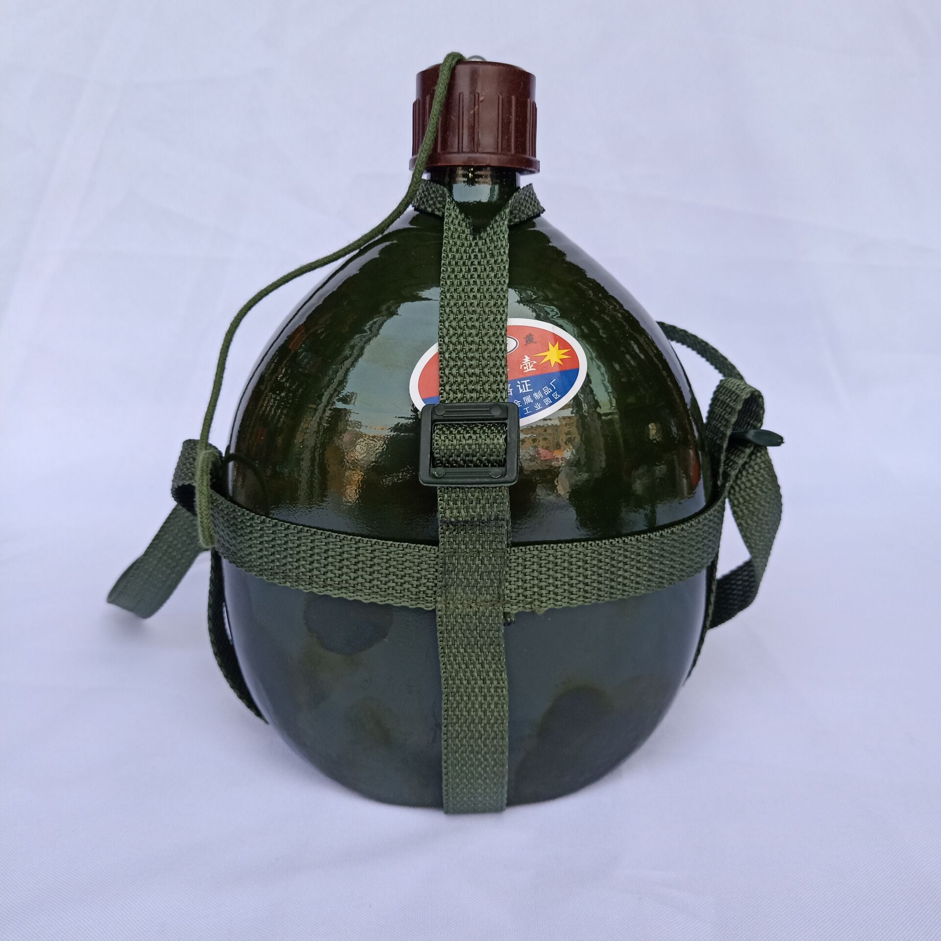 直营 背水壶 学生军训大容量水壶 绿色户外旅游老式水壶