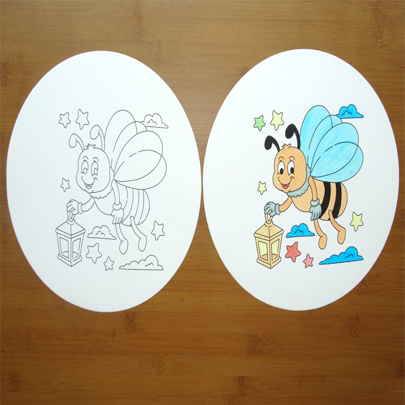 空白圆形卡纸儿童画画填涂色涂鸦卡通彩绘幼儿园diy手工定制