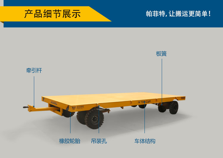 厂区牵引平板拖车叉车搬运拖车2吨5吨10吨重型四轮八轮转向工具车