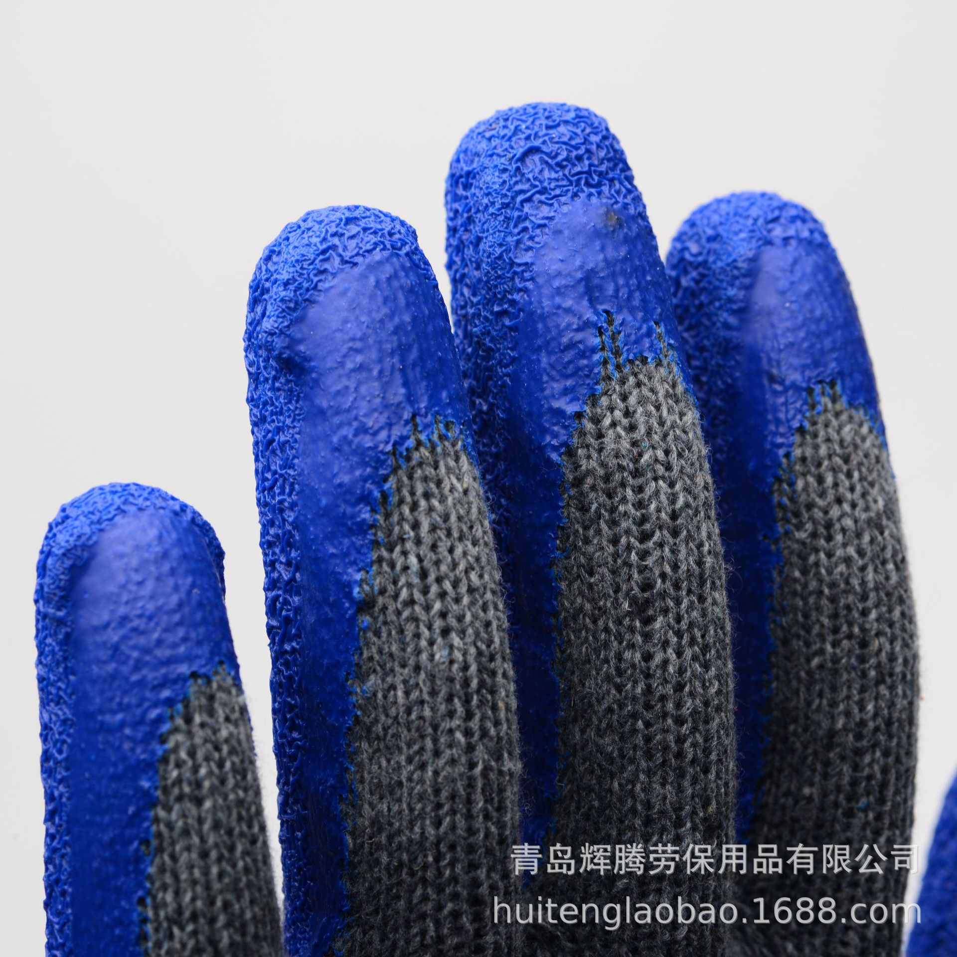 Ten Needle Wrinkle Gloves Glue Wrinkle Labor Protection Gloves Wear-Resistant Non-Slip Labor Protection Gloves Cotton Thread Rubber Coated Gloves