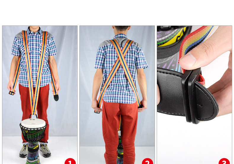 金川简易非洲鼓背带缠绕式手鼓背带适合多尺寸详情中附使用方法