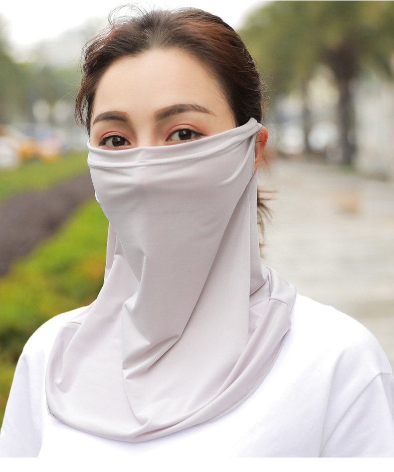 夏季薄款防晒冰丝口罩 女士户外骑行口罩 防晒防风沙透气护颈面纱【5