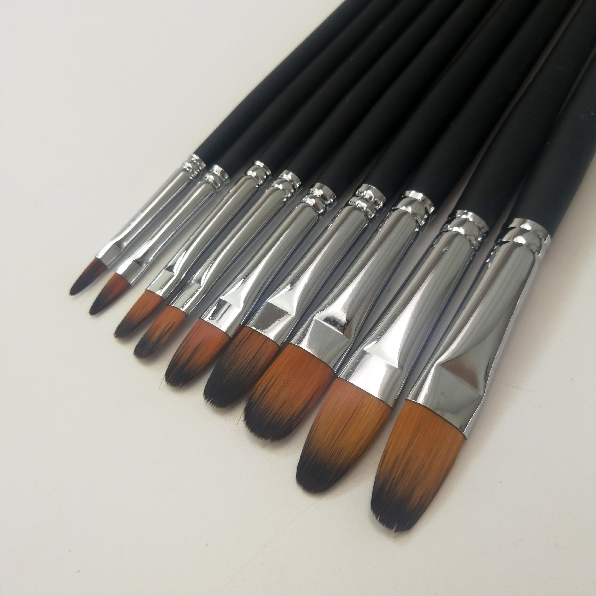 跨境专供9支尼龙毛磨砂儿童彩色画笔圆头水彩笔水粉丙烯美术套装