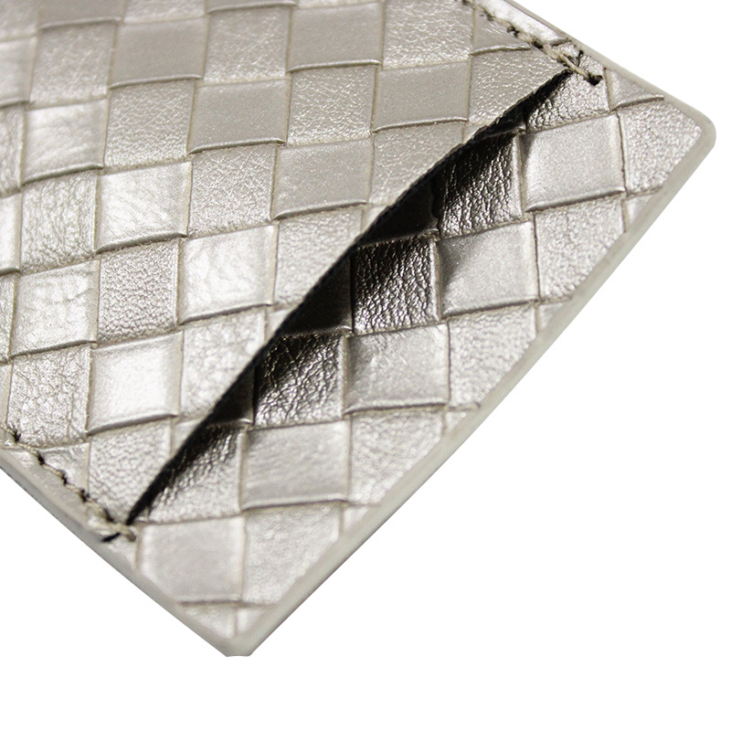 现货编织纹皮革手机背贴 防消磁平口平头手机贴卡套 定制卡套logo