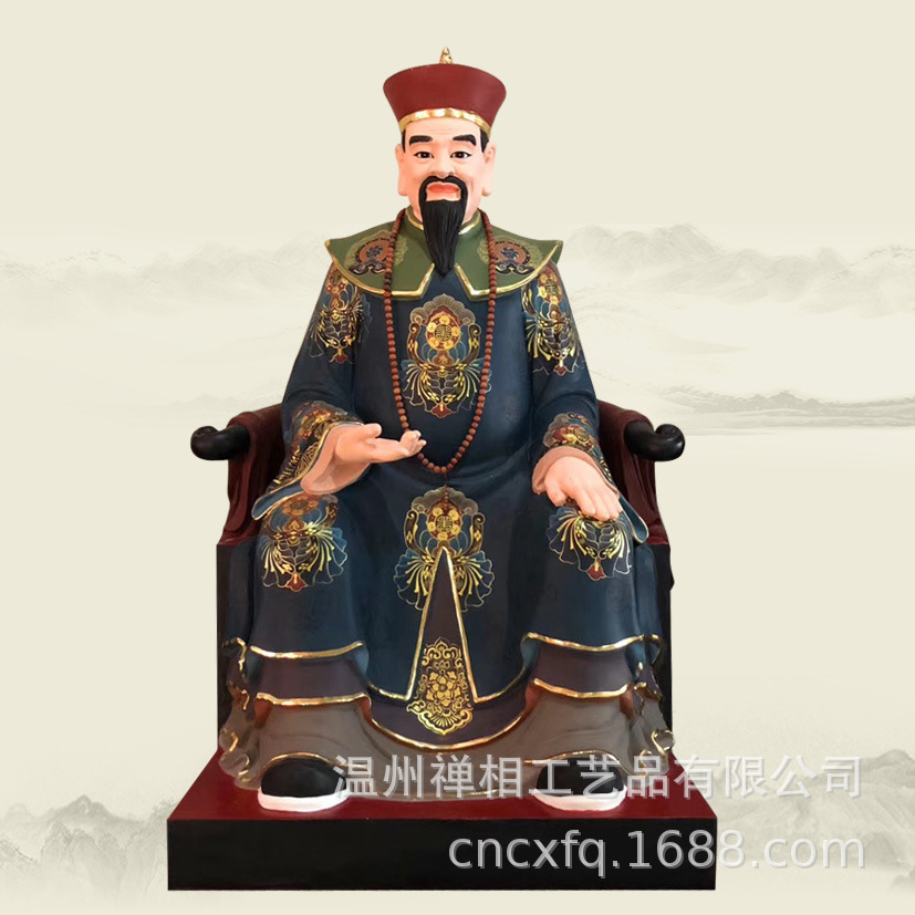 道教宫殿杨府三圣杨府爷神像 地方神彩绘白马爷雕塑定制