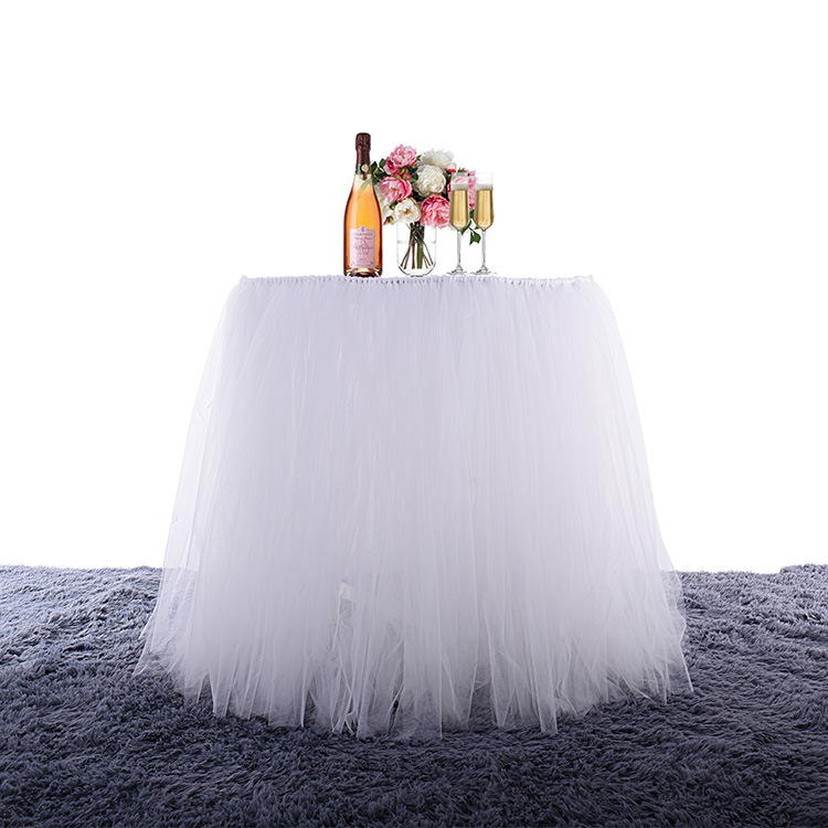Table Skirt Ins Mesh Tutu Gauze Tablecloth Birthday Party Pregnant Women Photography Wedding Voile Dessert Table Tablecloth
