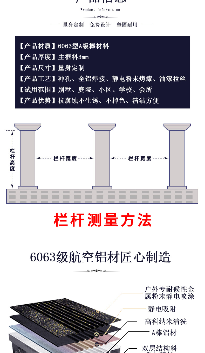 铝合金护栏 新款护栏 铝艺护栏围栏 定制护栏 欧式护栏 力腾铝艺