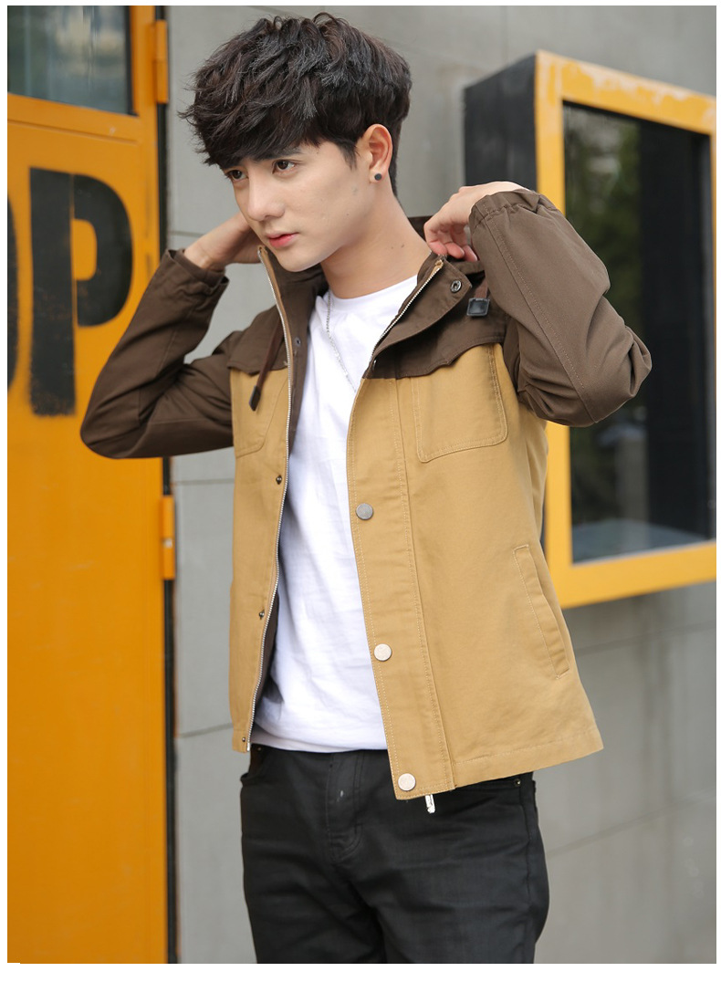 青少年外套男秋装大学生夹克外衣普通男士秋季休闲茄克韩版潮单衣