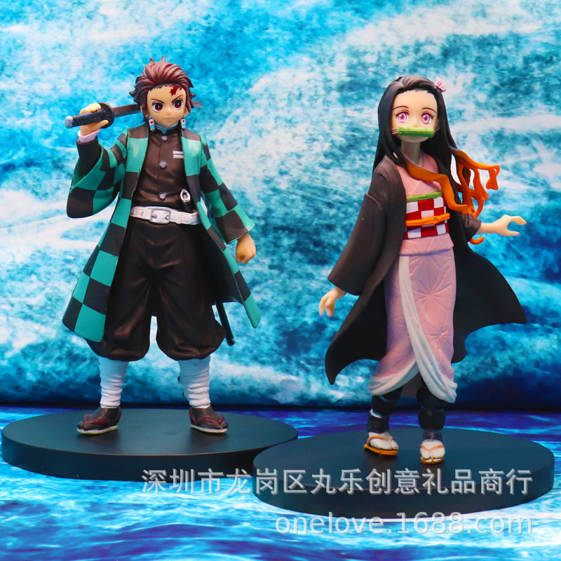 鬼灭之刃手办 灶门炭治郎 灶门祢豆子 我妻逸善 绊之装 模型摆件