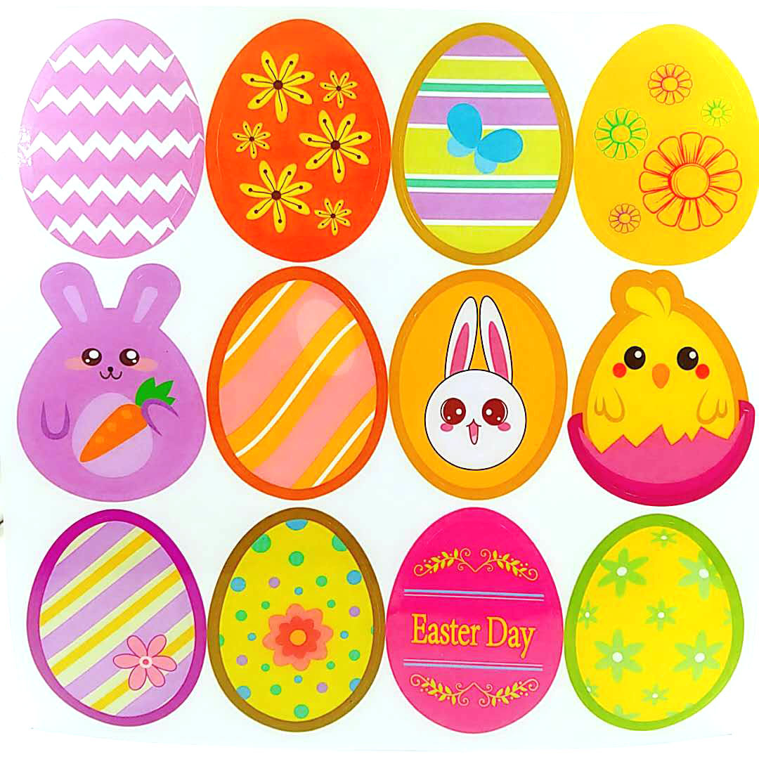 easter stickers礼品卡复活节彩蛋装饰贴纸窗户地板纹身贴永久