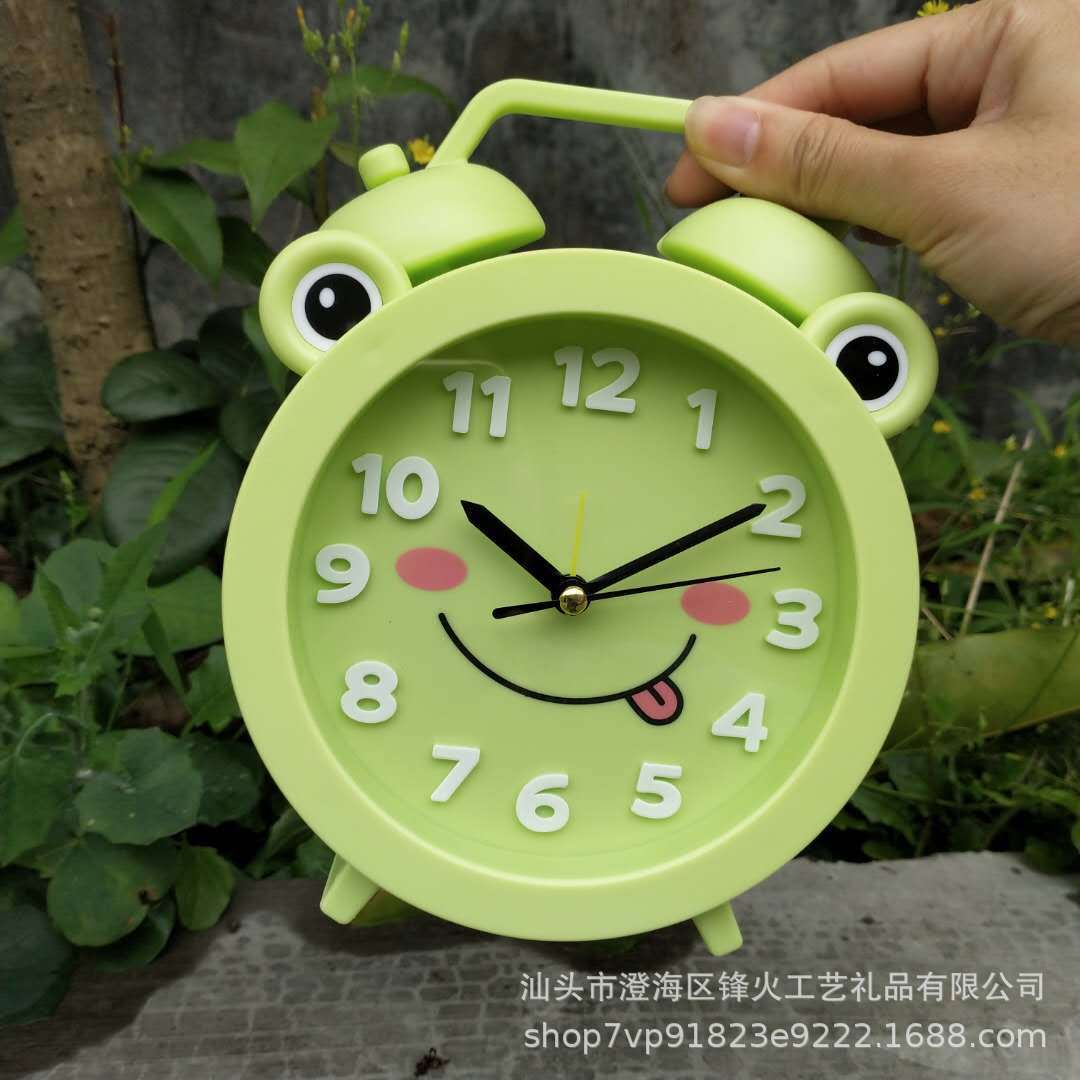 卡通青蛙时钟创意床头学生男女孩儿童钟表日用百货节日小礼品