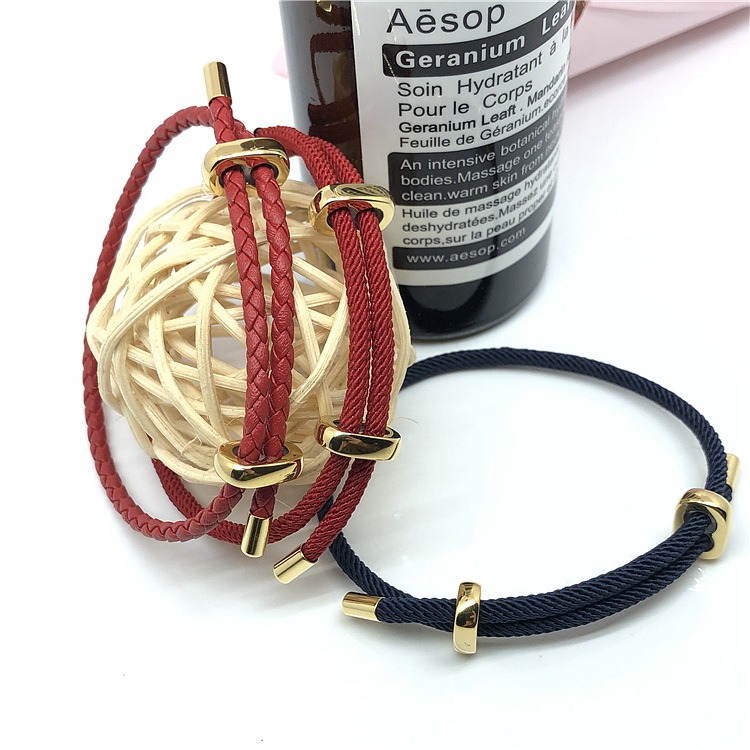 新款不锈钢8字扣皮绳手链黄金 3d硬金手链 冷门暴力产品货源