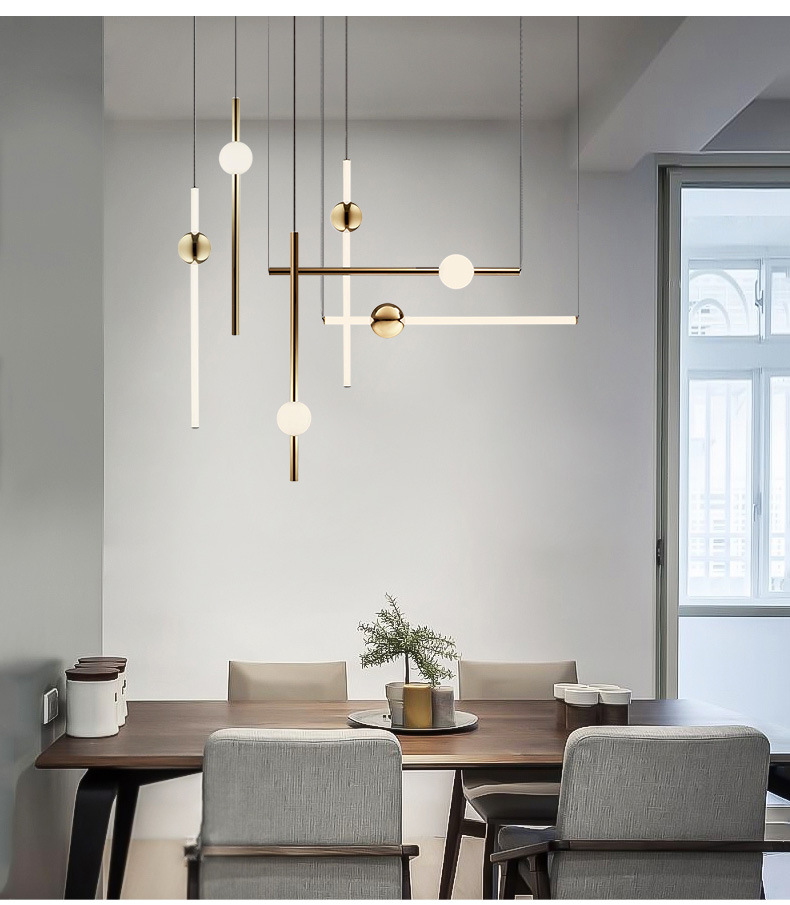 北欧现代简约创意客厅吊灯工作室店铺餐厅灯具led线条极简吊灯