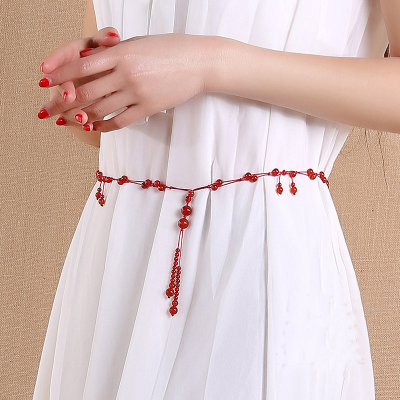 红玛瑙红绳腰带