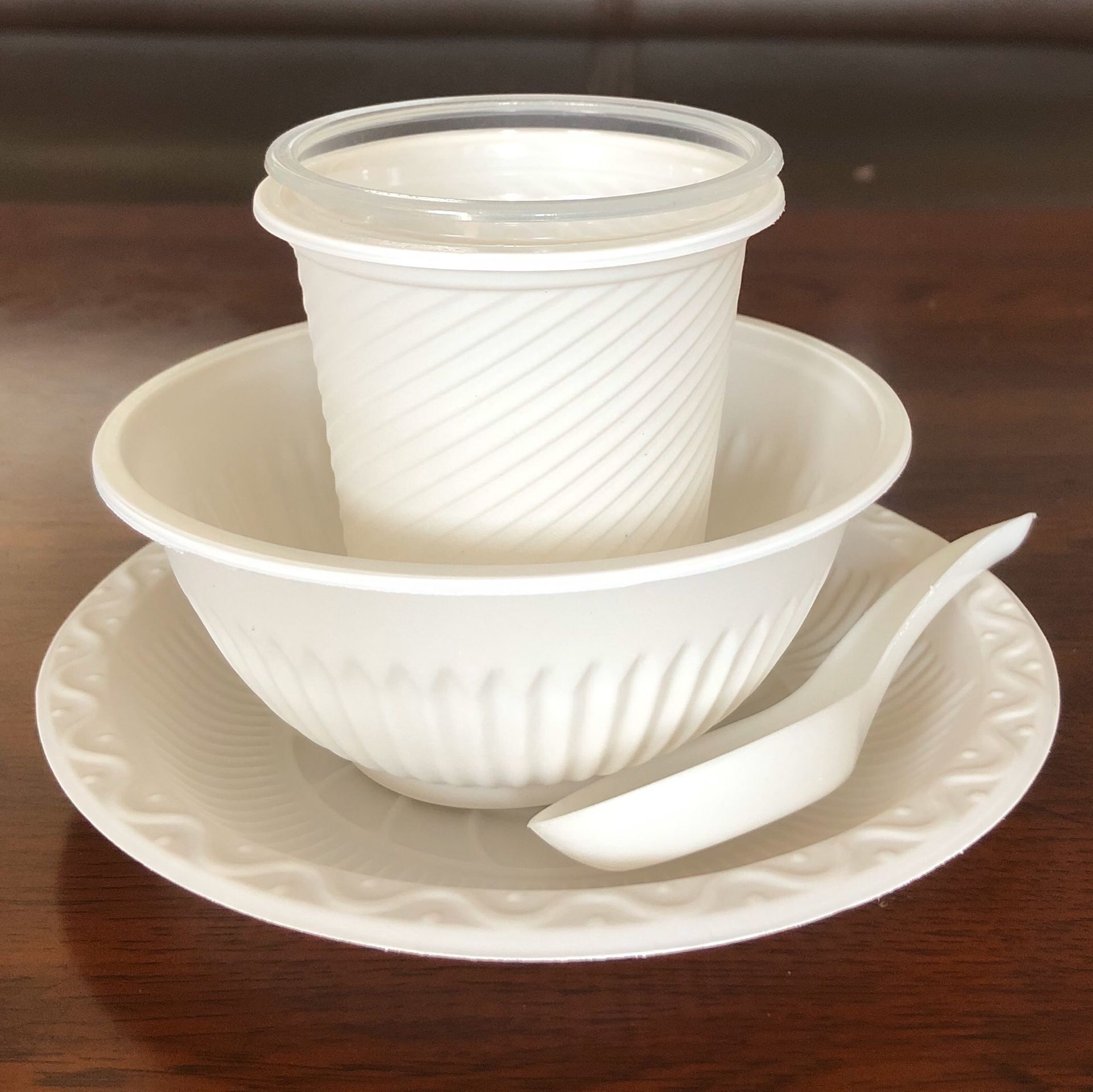 一次性玉米淀粉环保可降解餐具五件套独立包装50套/箱 44.9包邮