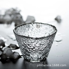 日式初雪玻璃水杯大号品茗杯主人杯个人杯茶杯酒杯手工锤目纹杯子