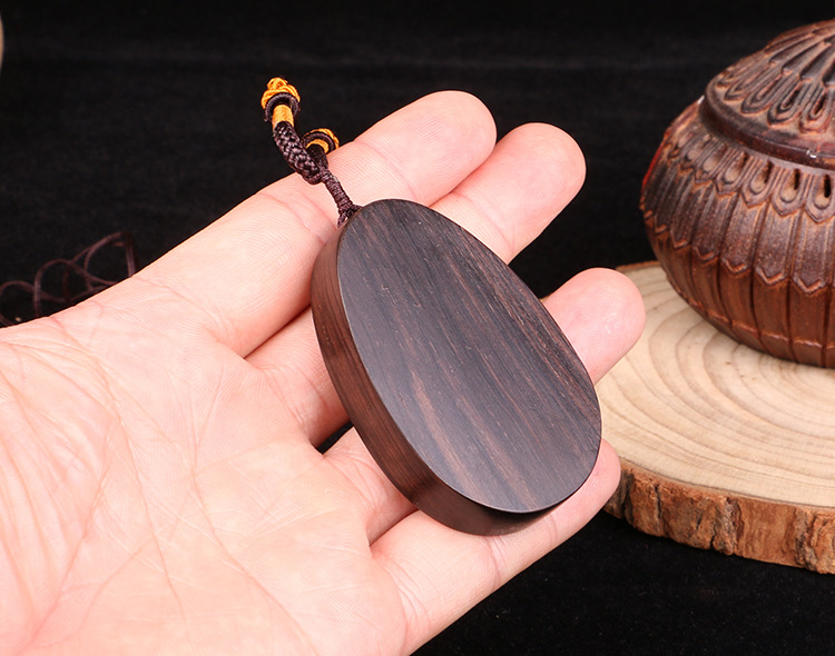 批发檀木椭圆形挂件黑檀641无事牌手把件文玩木制工艺品定制