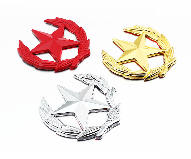 八一国旗五角星麦穗侧标 侧窗中柱c柱金属装饰贴 个性改装车身贴