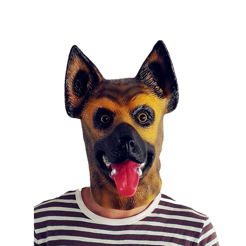 黄狗面具 逼真万圣节派对全头面具 cos表演动物头套 工厂批发