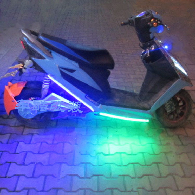 电动车摩托车改装配件鬼火12v灯饰灯条灯带爆闪灯装饰超亮七彩灯