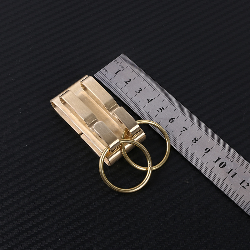 批发手工黄铜无弹簧双排钥匙扣男士钥匙链挂钥匙环穿皮带钥匙扣