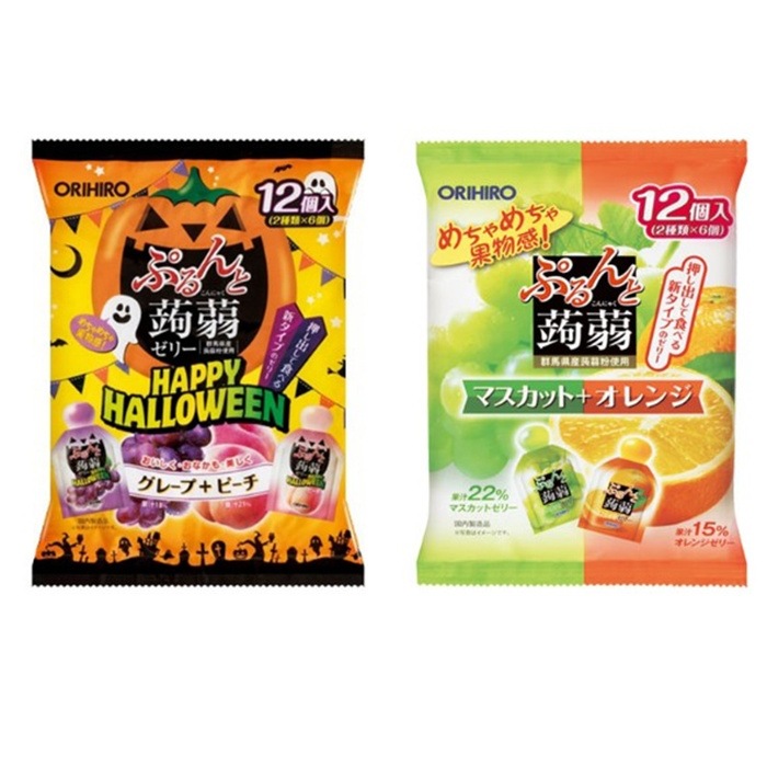 日本进口零食品orihiro立喜乐蒟蒻果冻水果味可吸果冻双拼 12枚