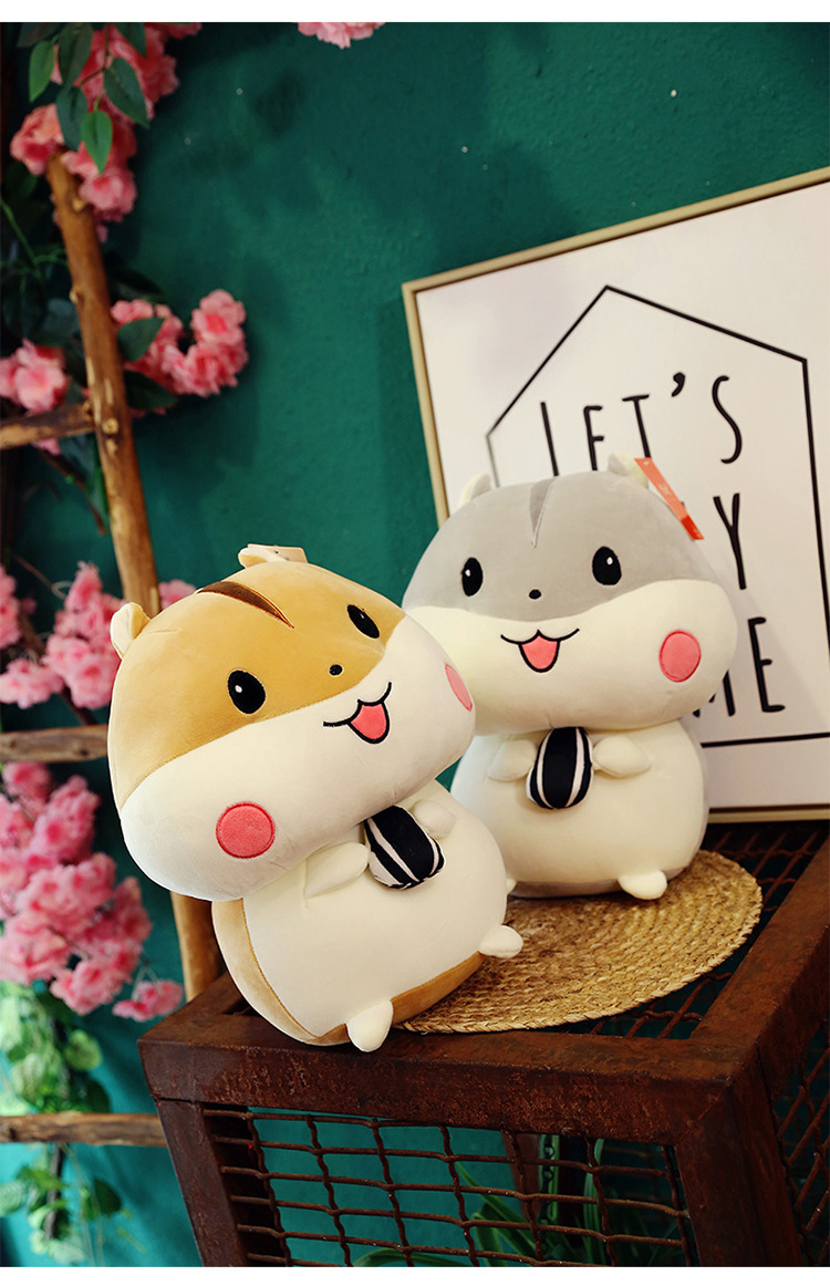 外贸批发创意卡通贪吃小仓鼠毛绒玩具公仔可爱抓机娃娃定制logo