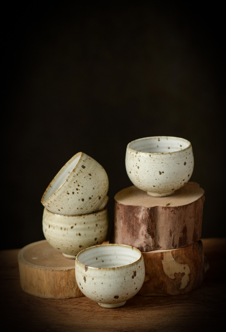 景德镇粗陶杯茶道主人单杯迷你功夫陶瓷纯手工小号仿古个性茶具