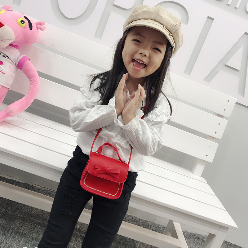 Children's Messenger Bag New Korean Style Girls' Bow Simple Fashion Baby Shoulder Change Accessories Handbag