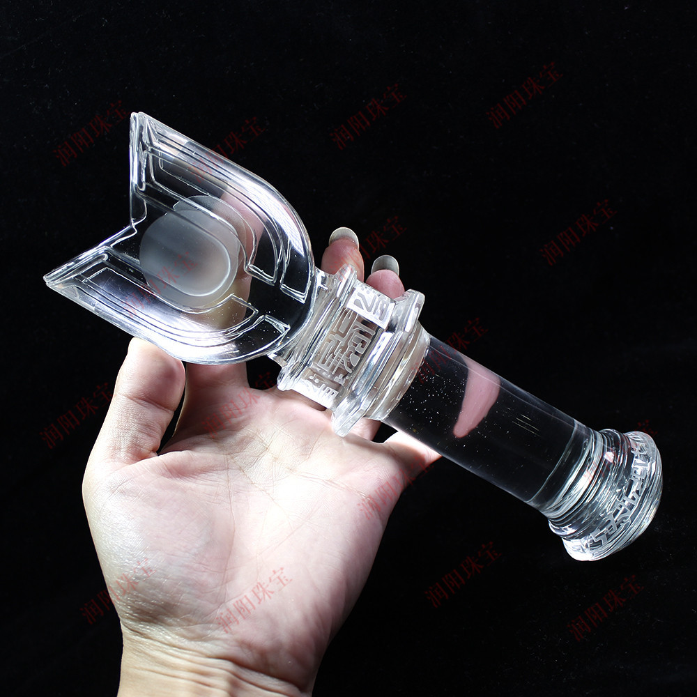 runyangshi人造白水晶 神光黑白棒迪迦奥特曼变身器能量石魔法棒