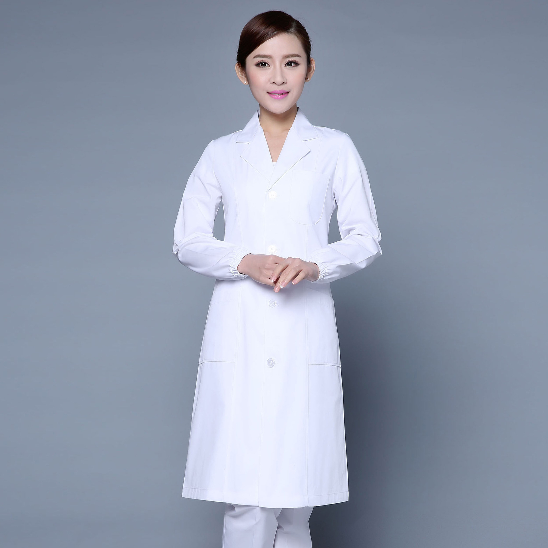 长袖白大褂修身医生服男女实验服秋冬学生药房医师服实习护士白服