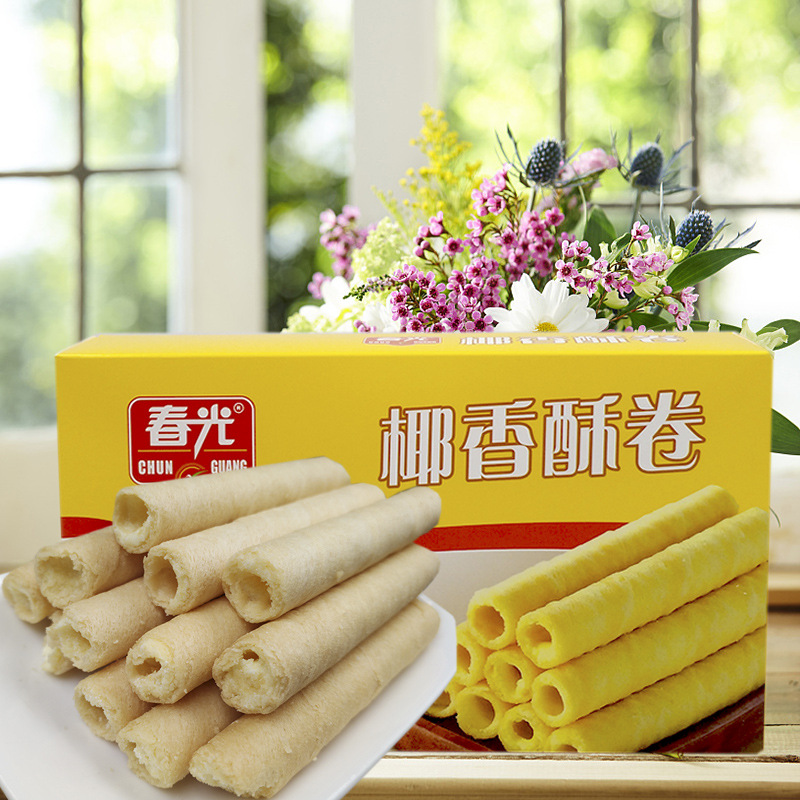 海南特产春光食品椰乡春光椰香酥卷150g 批发 零售 蛋卷美食