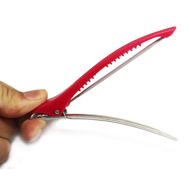 速卖通美发夹子发廊剪发理发专用无痕鳄鱼夹鹰嘴橡皮夹子批发直销