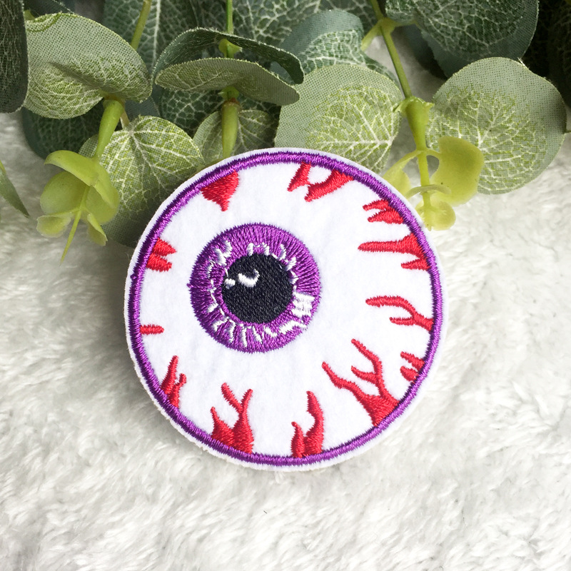 电脑刺绣花标徽章仔臂章胸章包包帽子装饰眼睛眼球刺绣布贴补丁贴