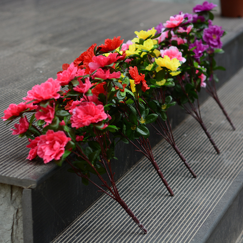 仿真杜鹃 映山红仿真花假花 户外工程花坛花槽装饰绢花厂家批发
