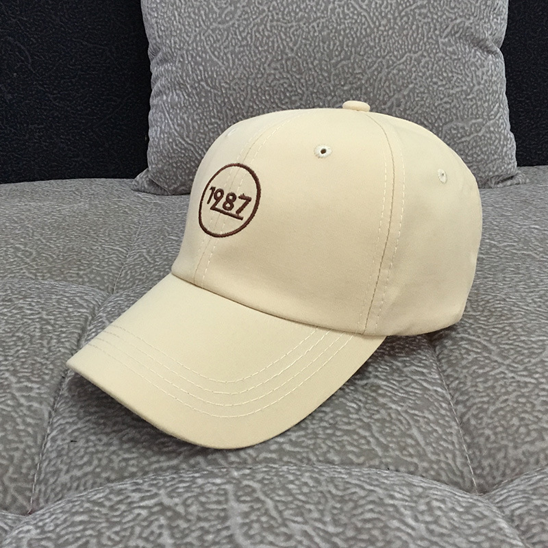 韩版ins帽子女冬季百搭情侣棒球帽男1987数字刺绣鸭舌帽弯檐帽潮