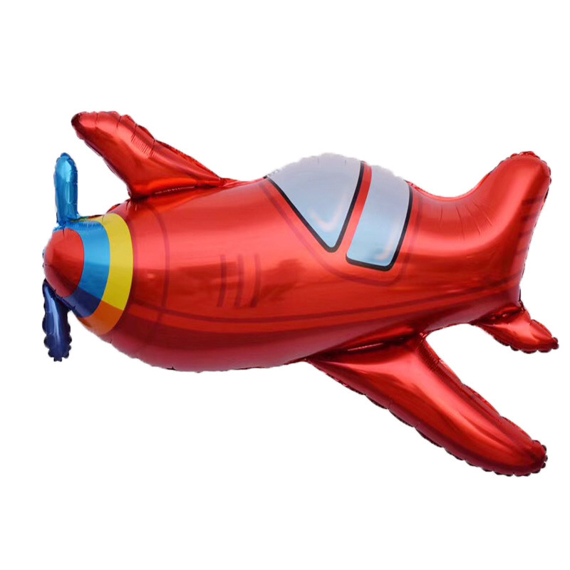 新款复古红色飞机铝膜气球 生日派对造型螺旋桨铝箔气球批发
