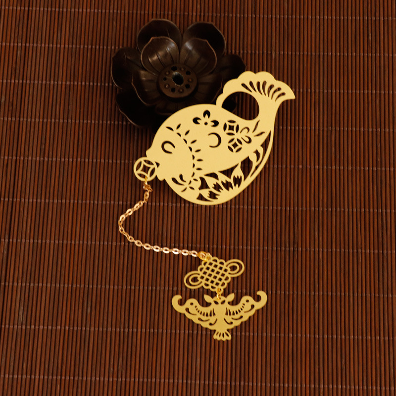 海豚吉祥书签中国风金属镂空创意礼品定制书签企业定制礼品