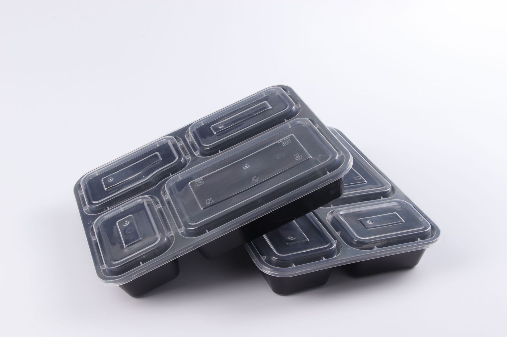 加厚出口品质pp一次性餐盒外卖打包厂家批发四格快餐碗密封150套