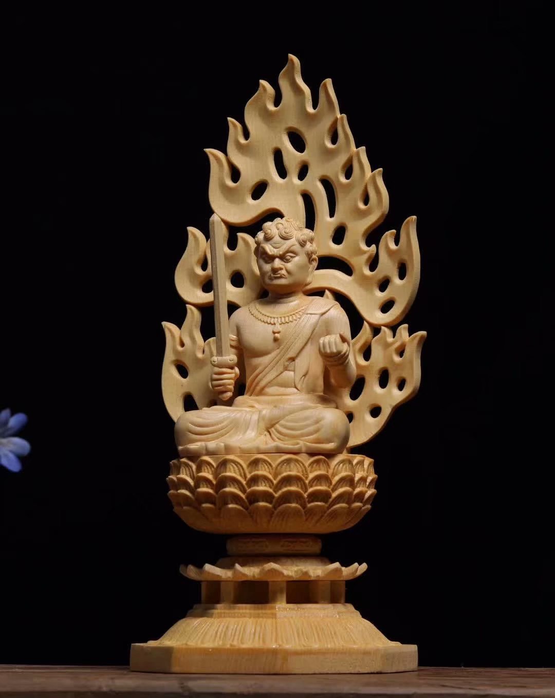 木雕桧木摆件木质佛像生肖鸡不动明王木工艺品批发