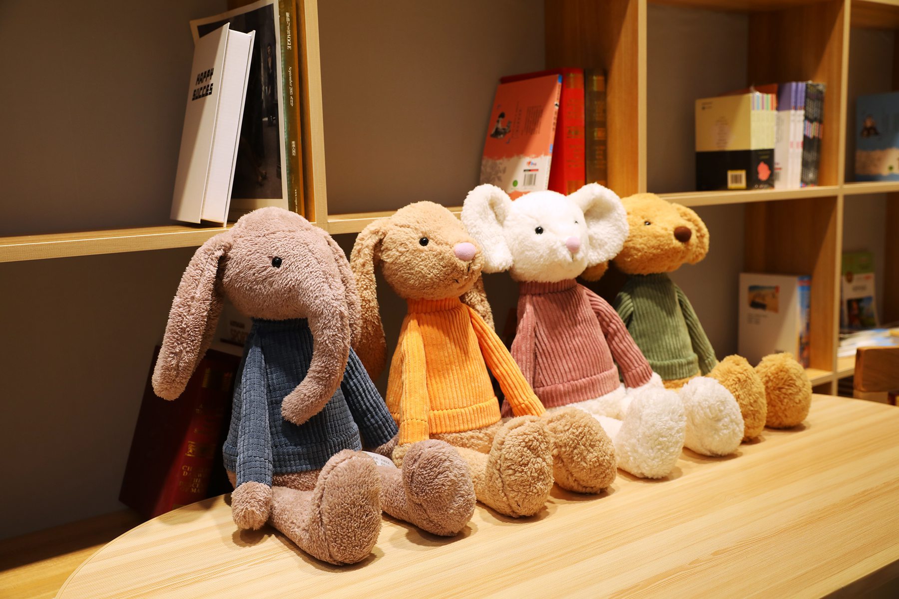 可爱条纹卡通动物兔子大象狗狗老鼠公仔毛绒玩具玩偶抓机娃娃