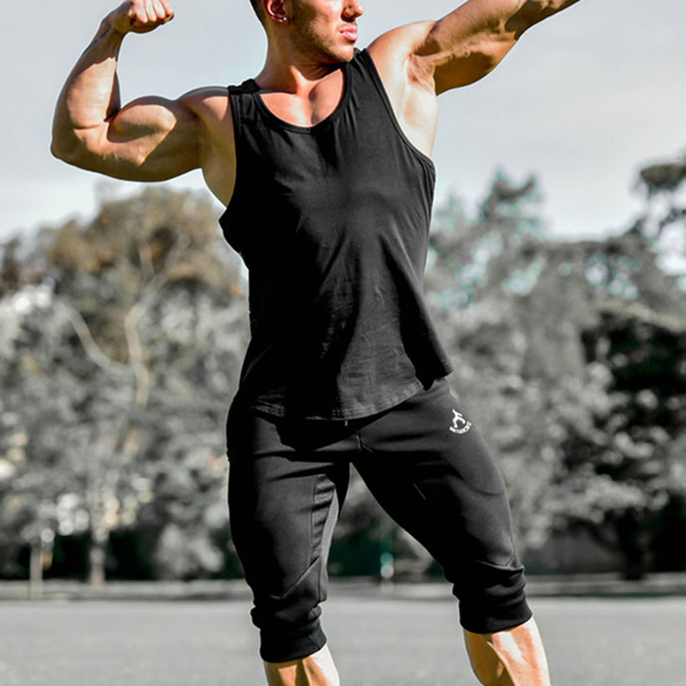 肌肉健身短裤纯棉沙滩裤运动短裤训练足球男跑步休闲裤一件代发