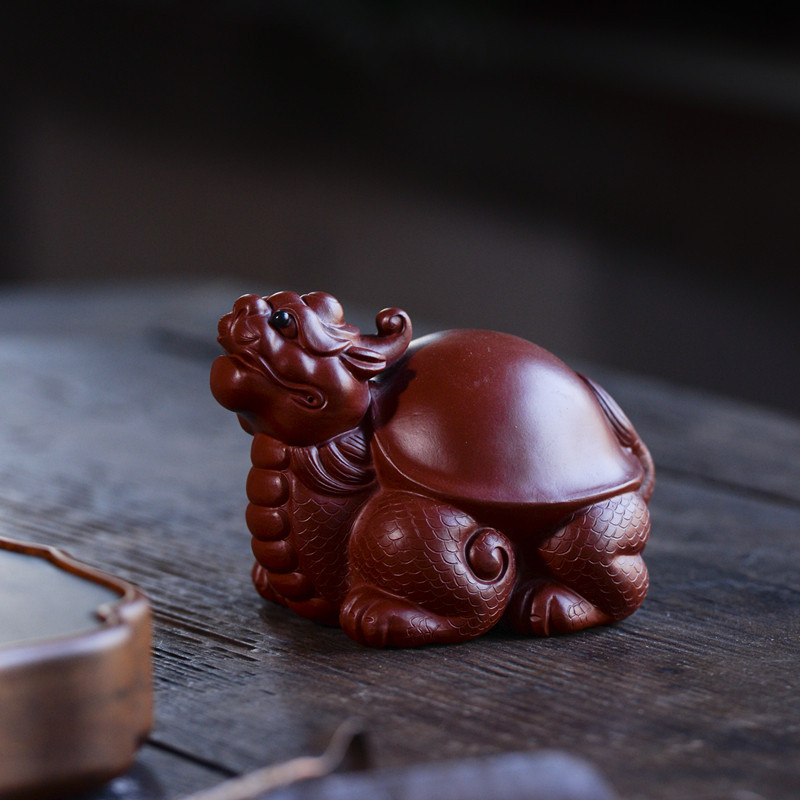 紫砂龙龟茶宠乌龟茶宠朱泥大红袍创意茶盘茶宠摆件批发