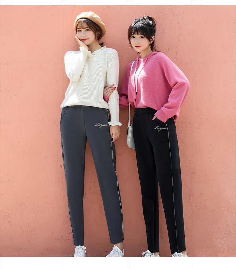 抖音爆款网红樱花裤婴儿绒加绒加厚宽松大码保暖裤女哈伦萝卜裤子