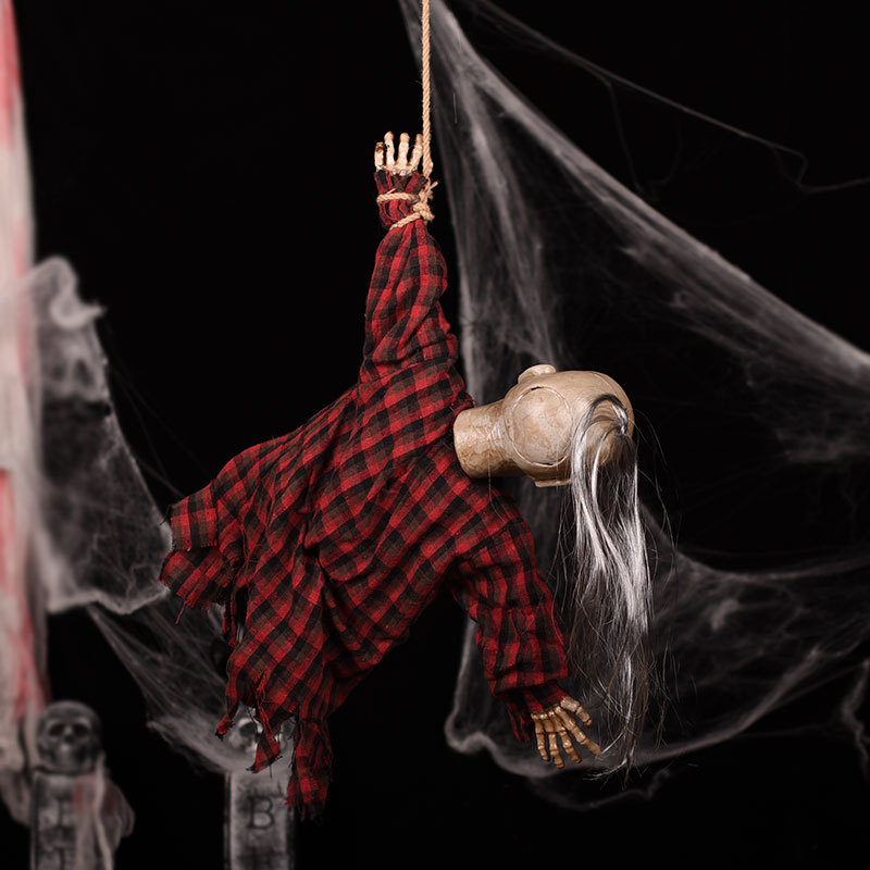 万圣节吊鬼惨叫吊死鬼鬼节密室鬼屋酒吧恐怖装饰道具发光发声骷髅