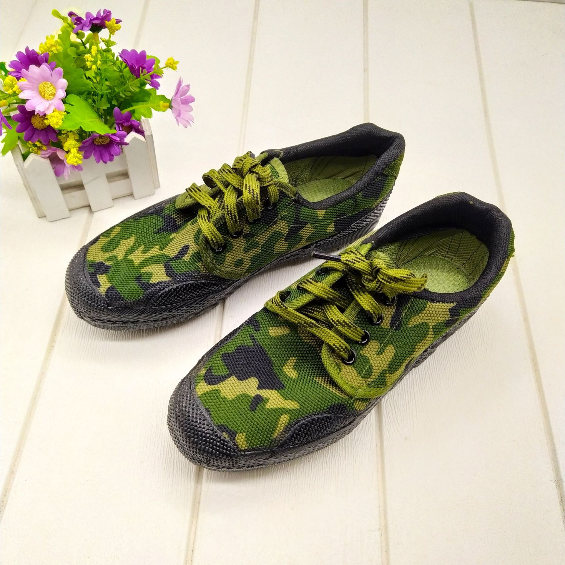 3588学生军训迷彩解放鞋工地民工野外防滑耐磨布鞋劳保解放鞋