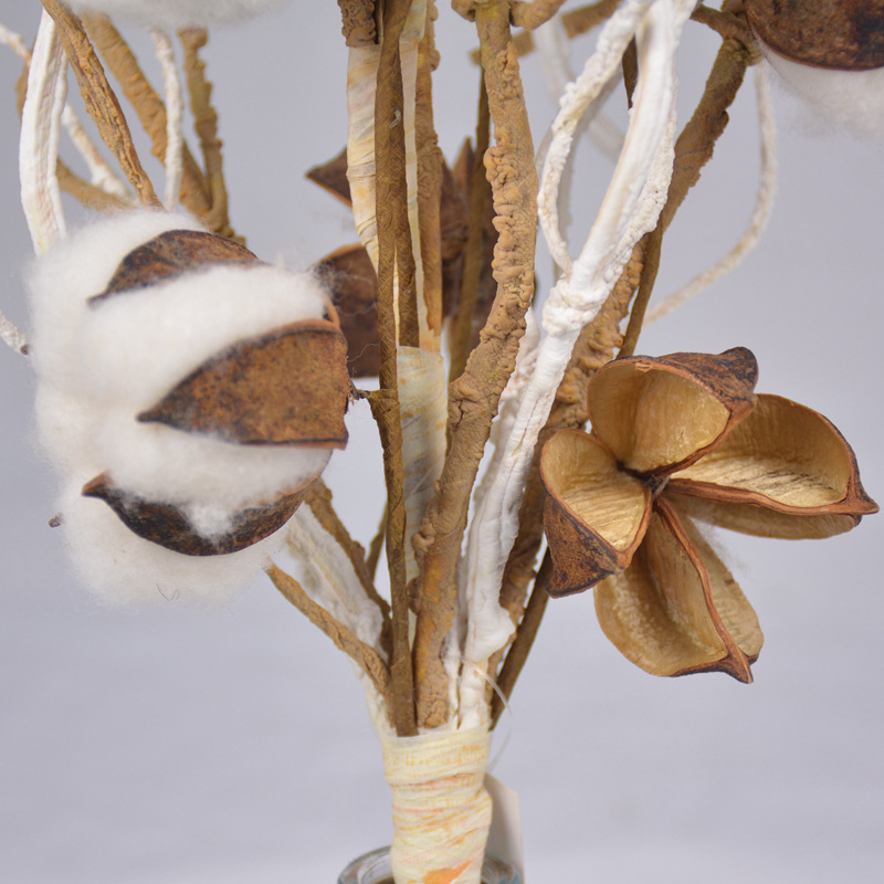厂家批发手工棉花壳 单支多头发泡棉花 干花工艺品 家居摆设装饰