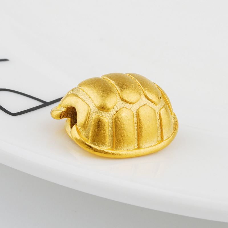 越南沙金长寿龟黄铜镀金饰品 乌龟壳3d配件 手串diy横穿配饰批发